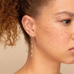 Mejuri Sapphire Studded Threaders 14k Solid Gold